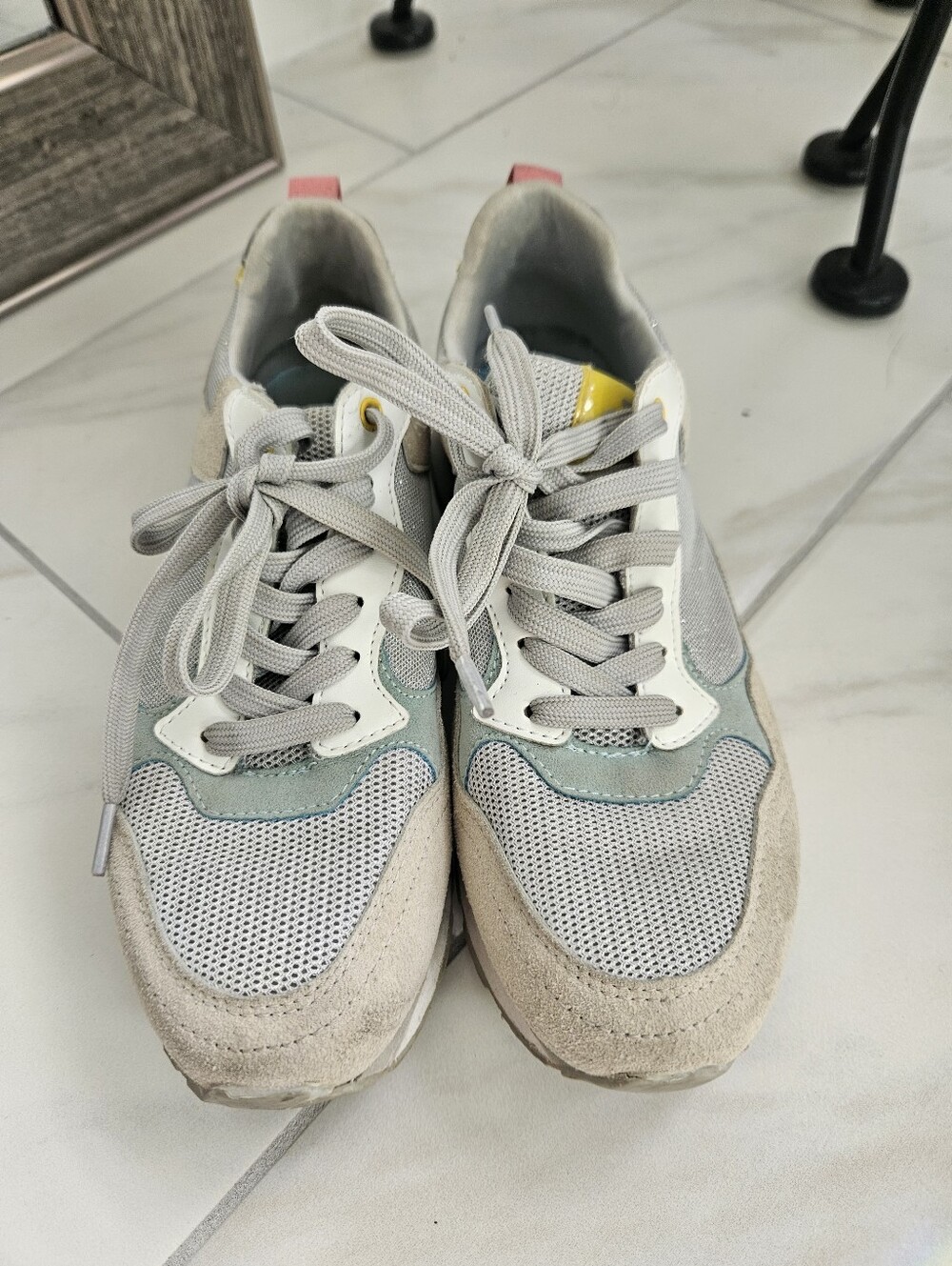 Neutral Religious Comfort Multi-Panel Mesh & Suede Sneakers Size 7